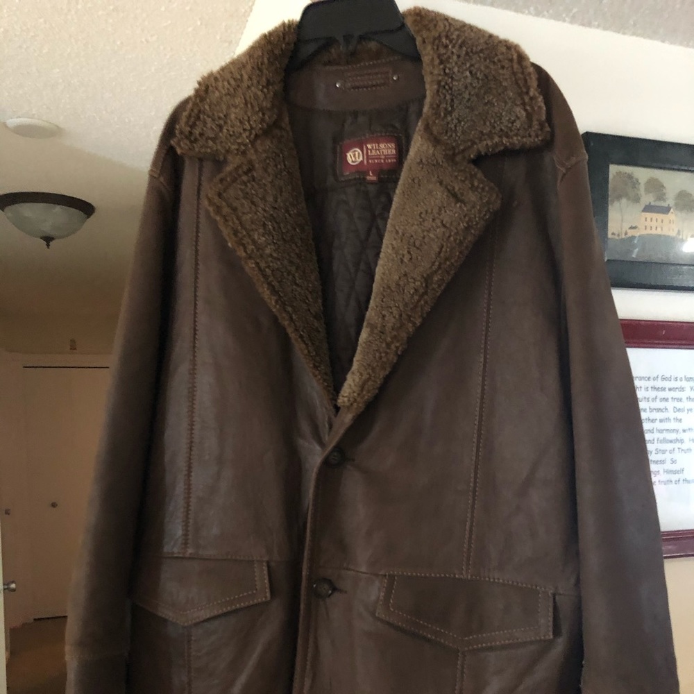 Genuine Leather Men’s Lined Winter Coat